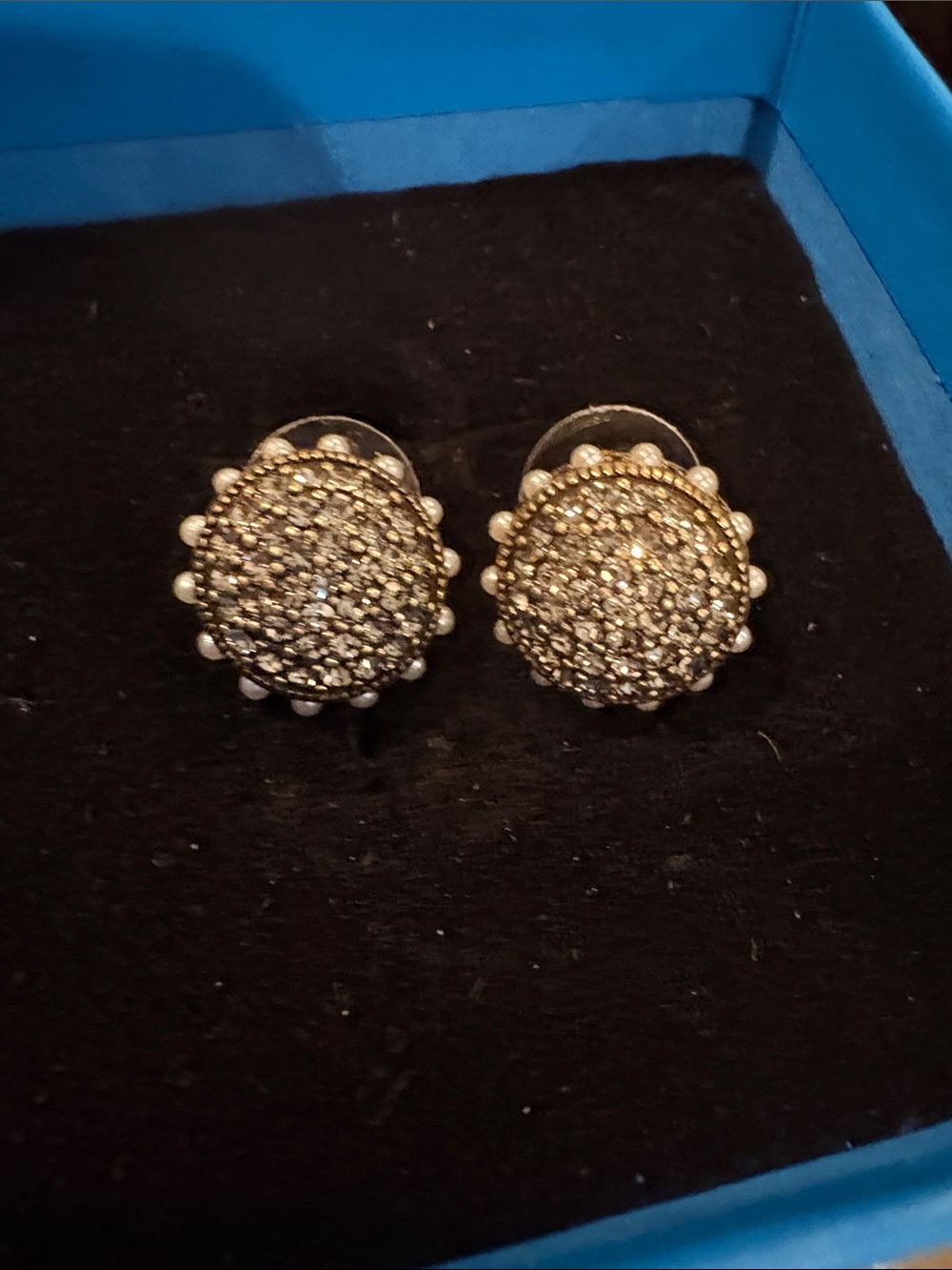 Heidi Daus Gold Pavé Round Stud Earrings
